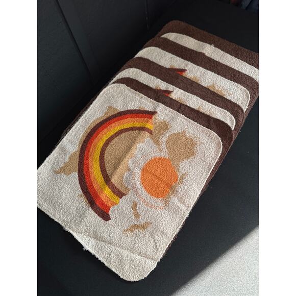 Vintage Cannon Retro Rainbow and Brown Hand towel Set of 8 Made in USA - Picture 2 of 12